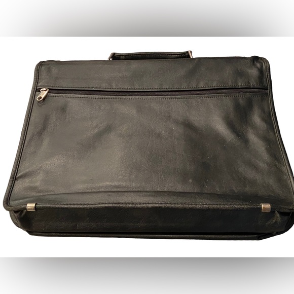 High End Black Leather SUN Microsystems Employee Briefcase Laptop Bag NICE - Picture 6 of 12